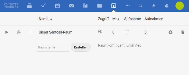 Screenshot von Nextcloud mit BigBlueButton-Plugin